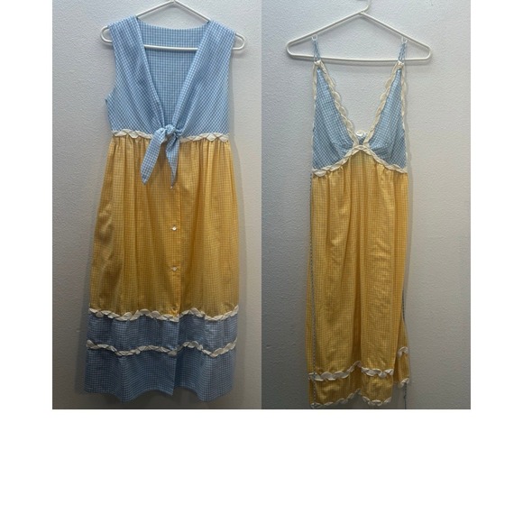 eye candy Dresses & Skirts - VTG 70s Prairie Dress & Pinafore Eye Candy by the Flaums Cottagecore Gingham S